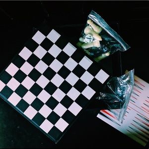 Dice Game Box with Various Game Pieces